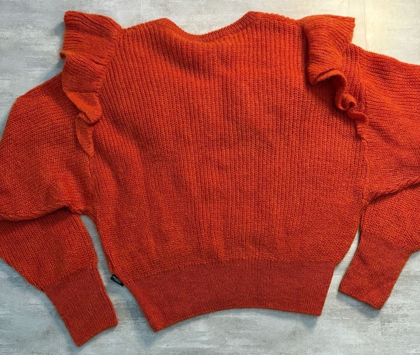 Holebrook Sweden Ruffle Mohair Blend Sweater, Orange Knit, Women's Size Sp - Nwt — image 4 of 4